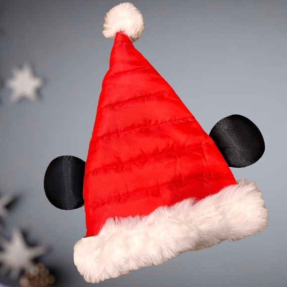Disney Mickey Mouse Quilted Red Santa Hat Christmas - Picture 3 of 8